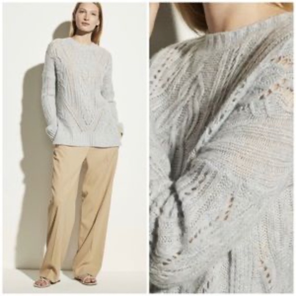 Vince Textured Cable Knit Tunic Sweater in Blue - Picture 6 of 14